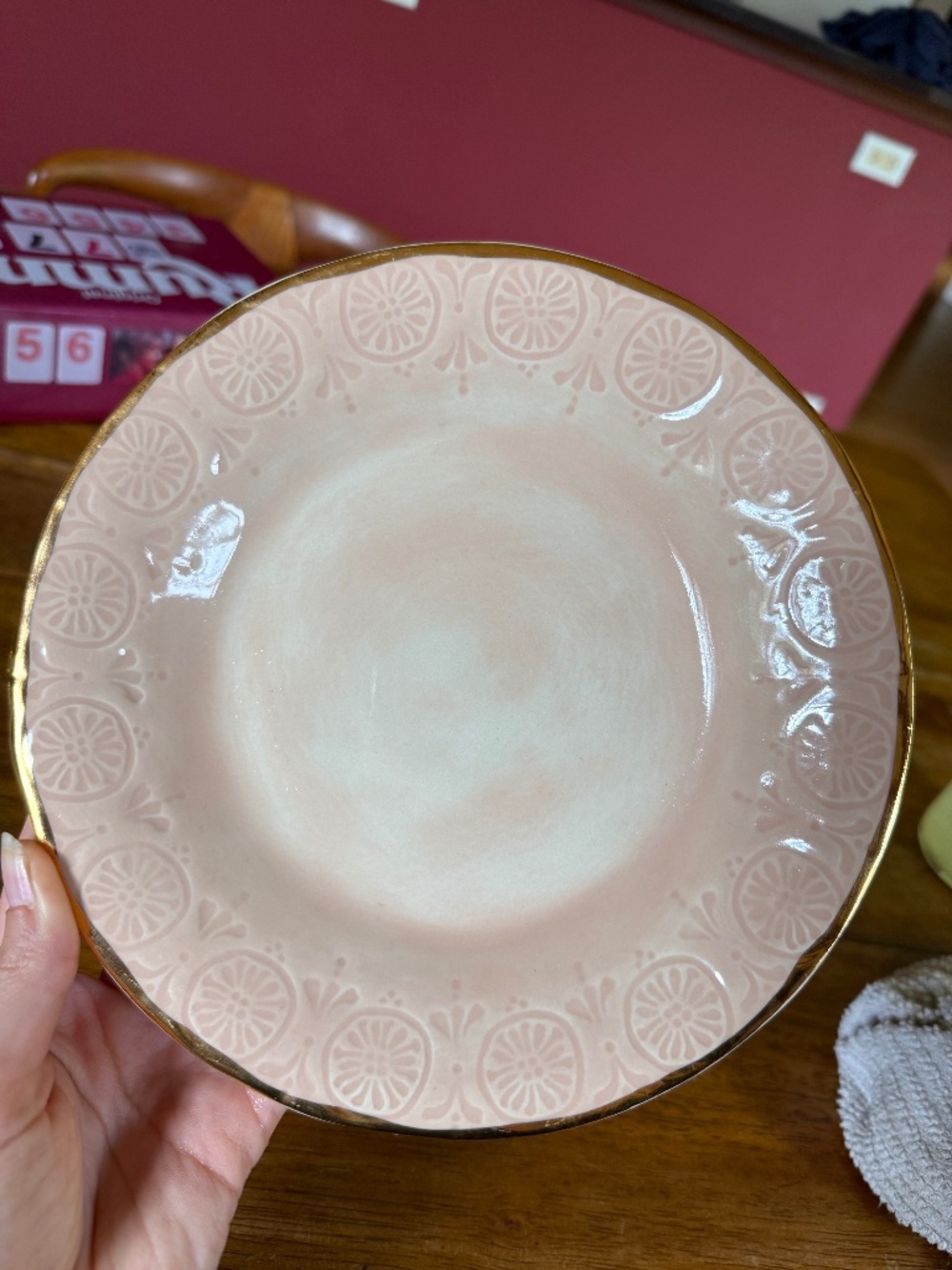 Anthropologie home Tearoom dessert pink stoneware plate